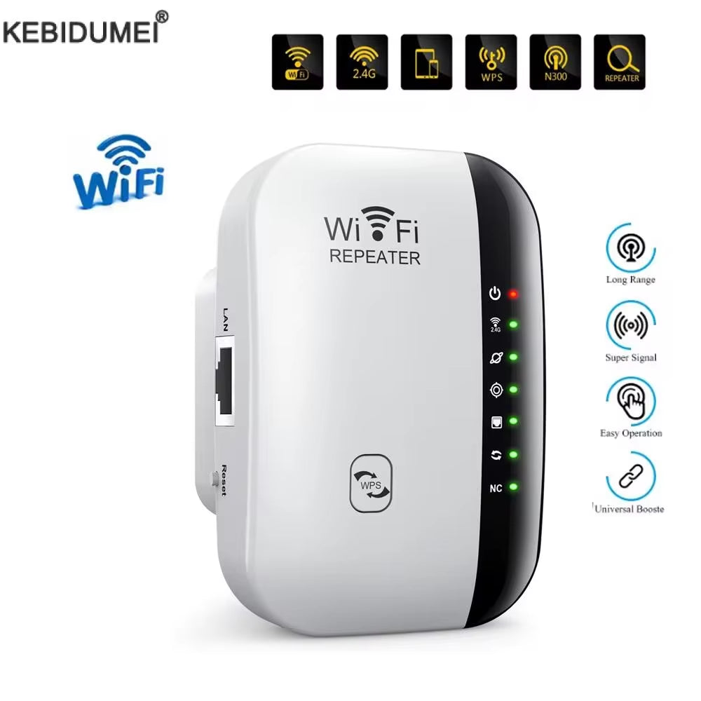 300Mbps Wireless Wi-Fi Repeater and Extender with 802.11N Technology for Enhanced Long Range Signal Amplification